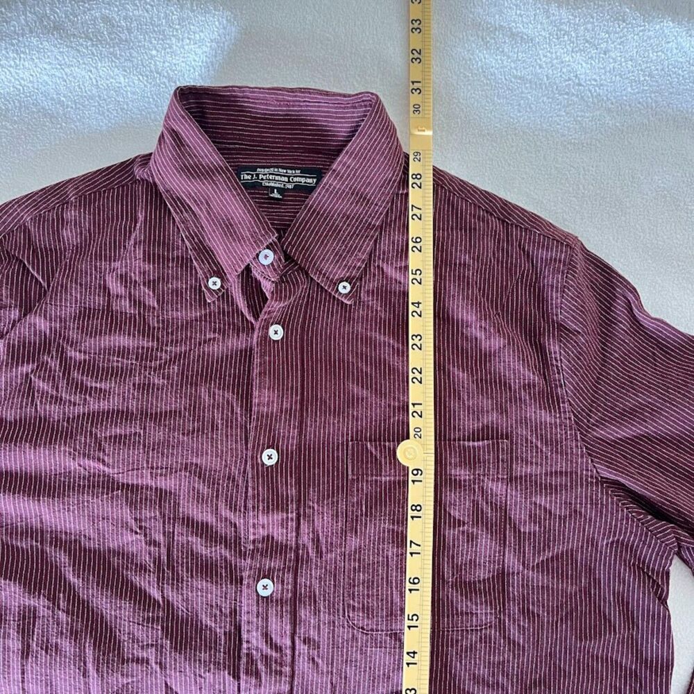 Men's J Peterman Company Shirt Dark Red w/ White Stripes, Size L - Picture 5 of 8